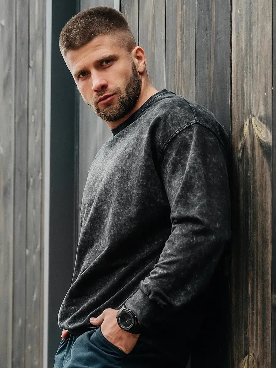 Лонгслив оверсайз хлопковый из футера двухнитки