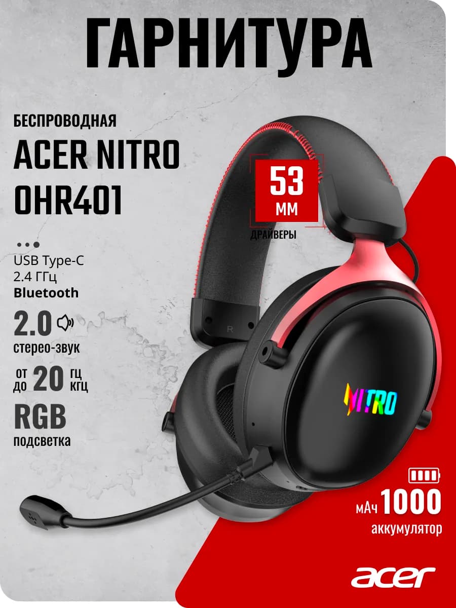 Наушники с микрофоном OHR401 черный мониторные BT-Radio