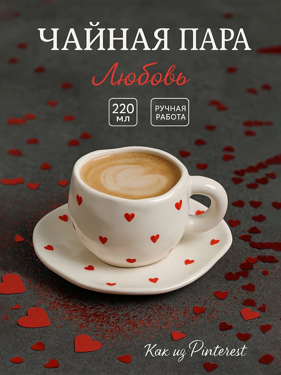 Кружка для чая подарочная 220 мл "Любовь" с блюдцем