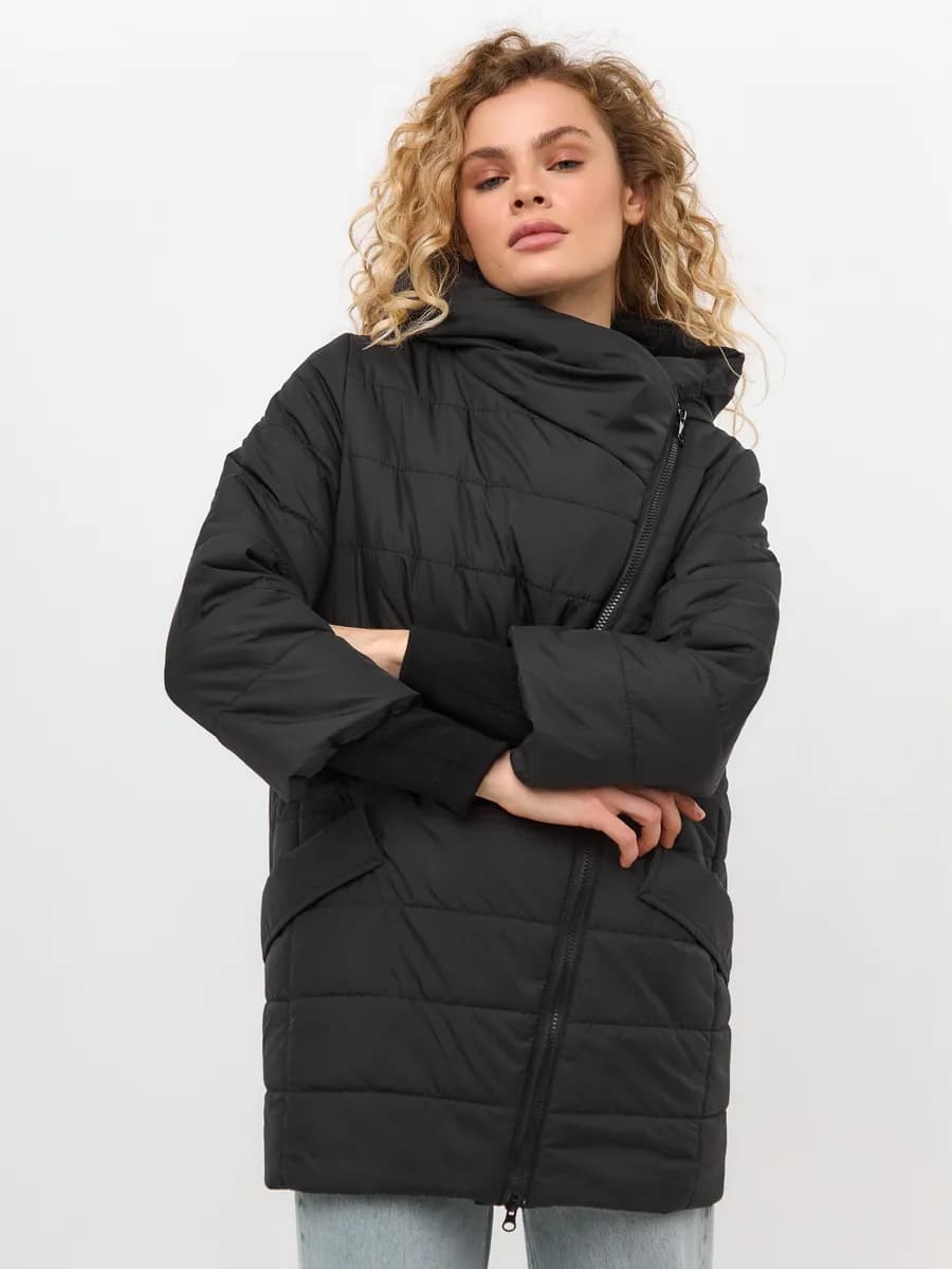 Куртка демисезонная с капюшоном осенняя черная