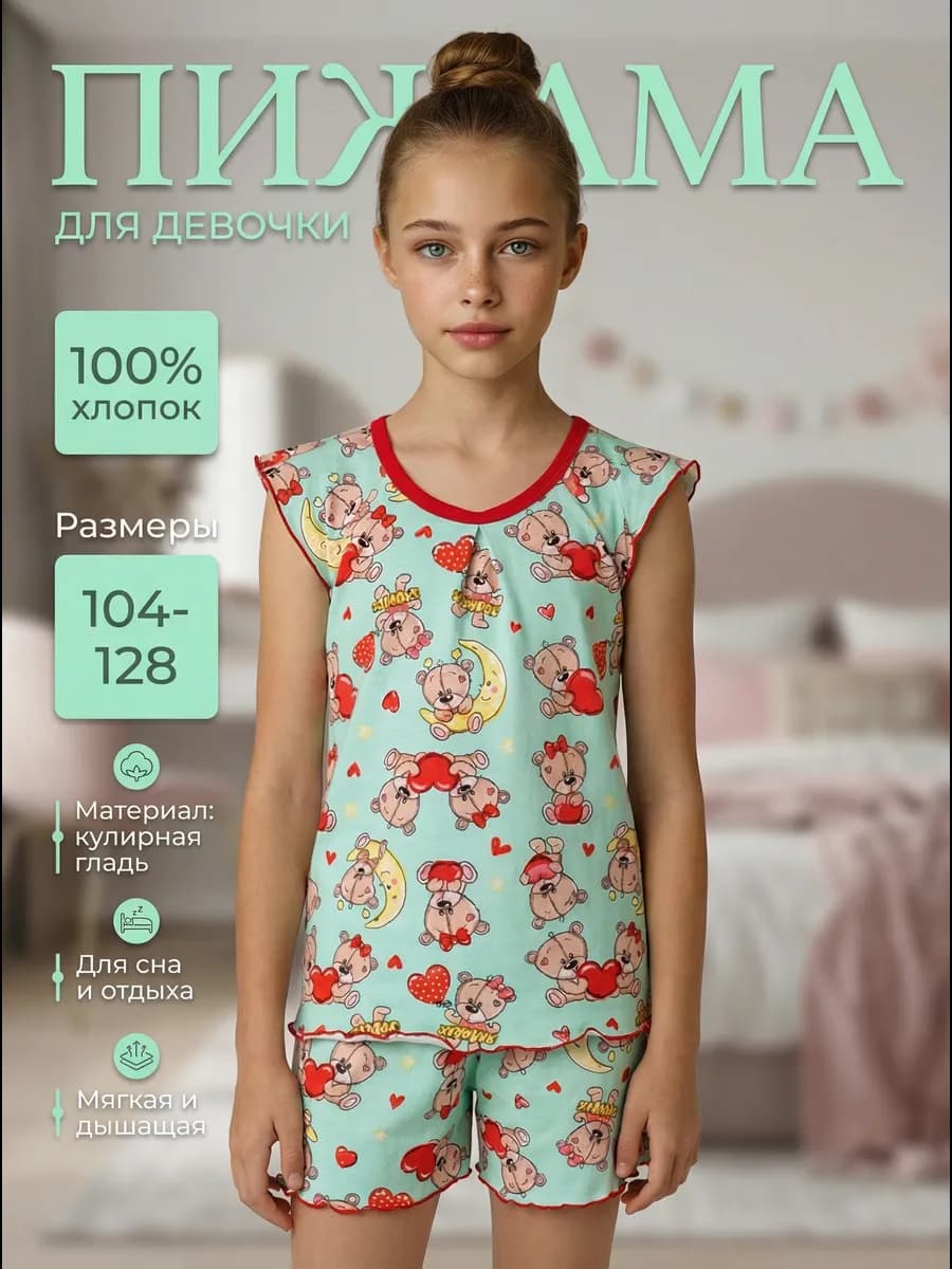 Пижама детская шорты и футболка