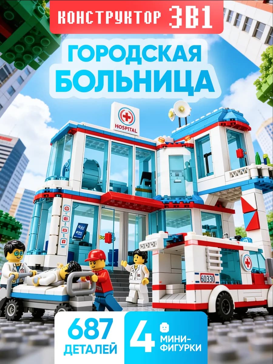 Конструктор Городская больница 3 в 1 скорая