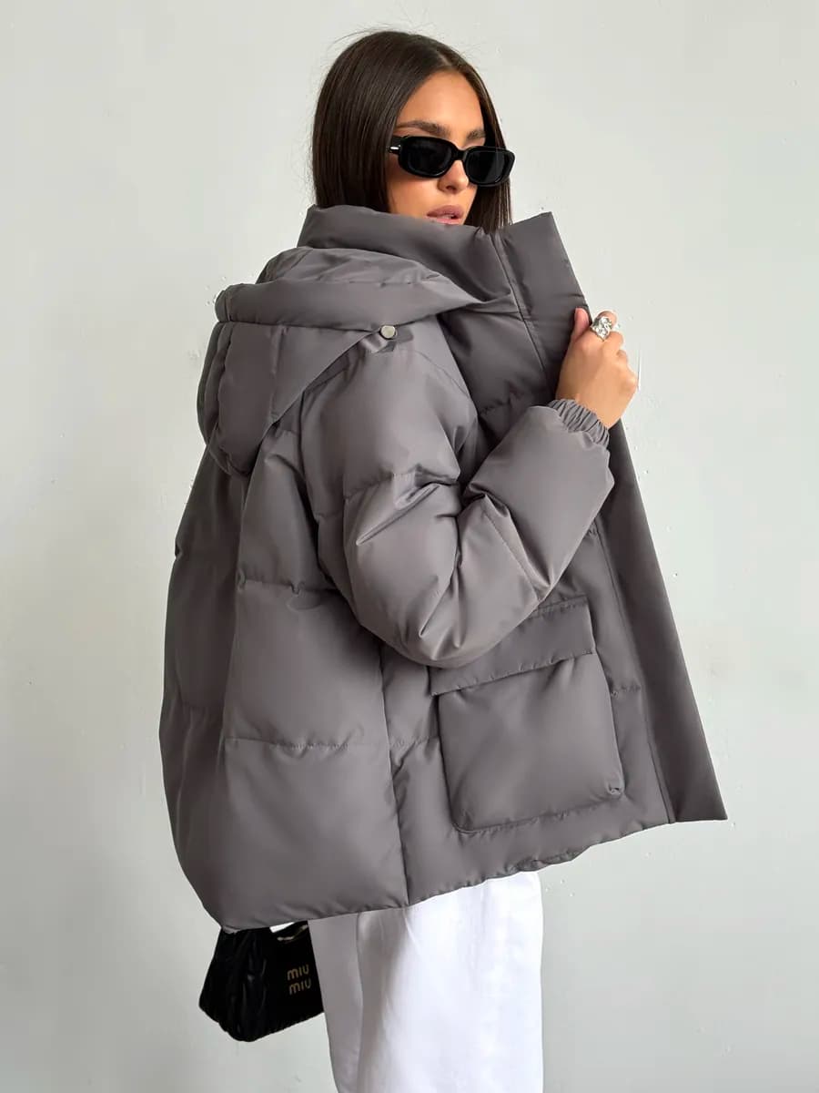 Куртка еврозима с капюшоном оверсайз