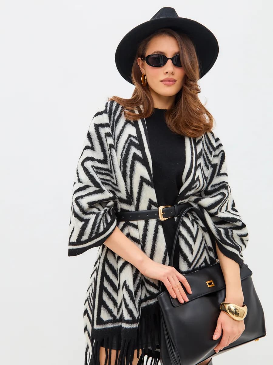 Пончо накидка теплая оверсайз