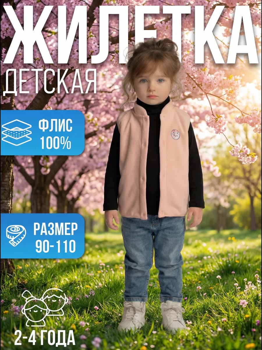 Жилет детский флиcовый на кнопках