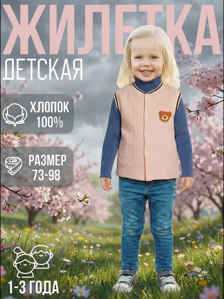 Жилет 100% хлопок на кнопках