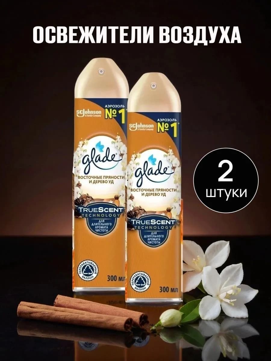 Освежитель воздуха Глейд Пряности Востока и Дерево уд, 2 шт