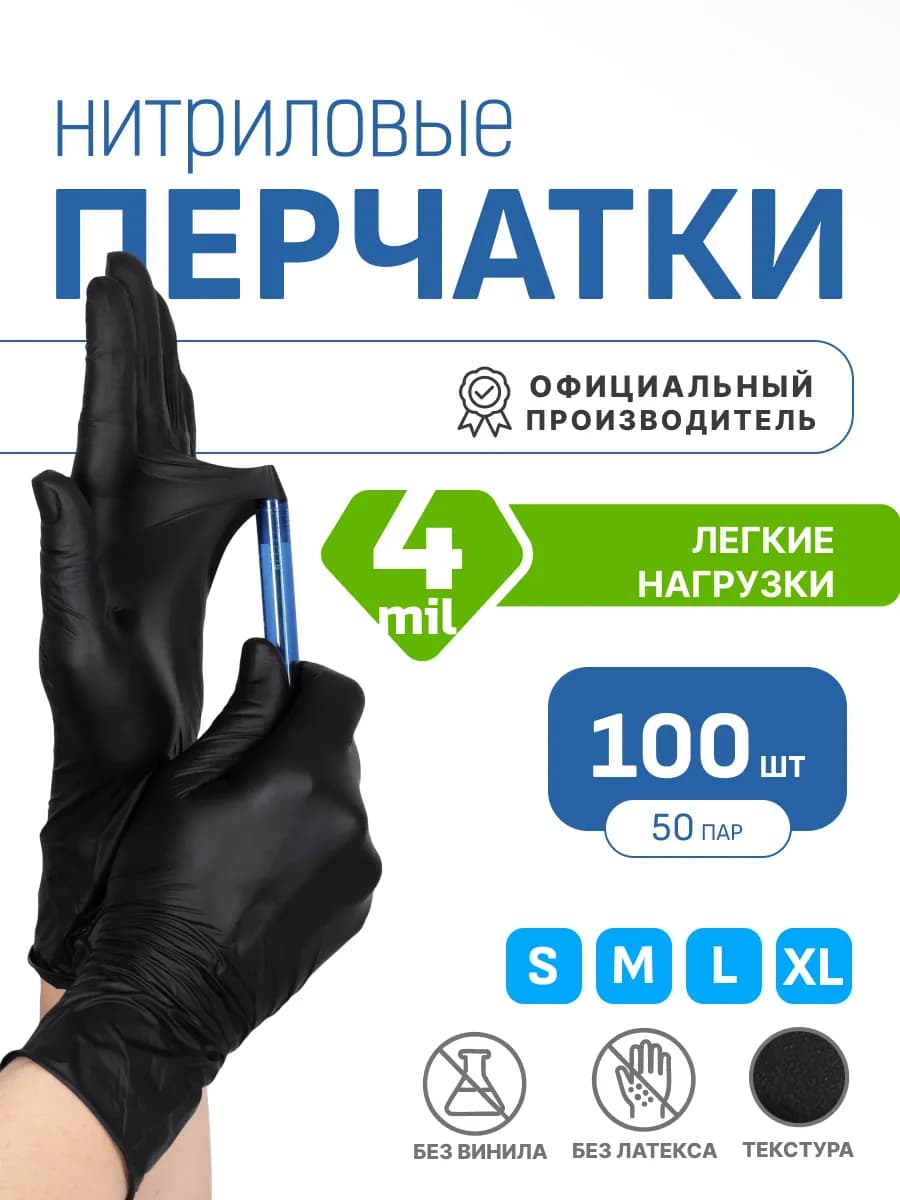 Перчатки нитриловые одноразовые 100 шт 50 пар