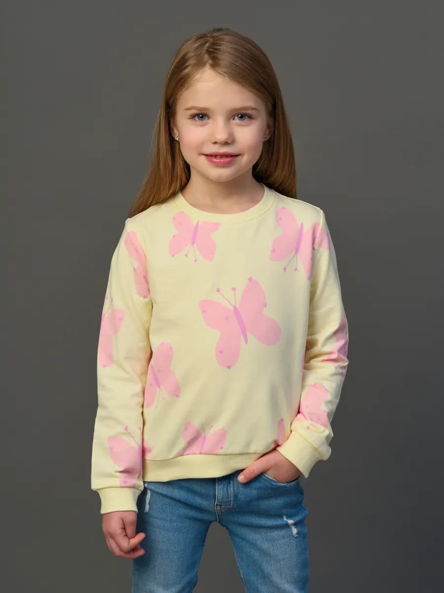Толстовка свитшот без начеса с бабочками