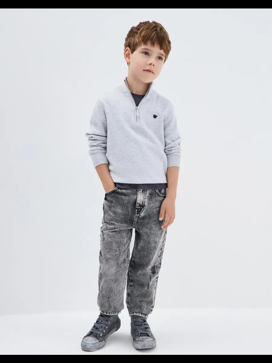 Серые джинсы Straight с эластичным поясом