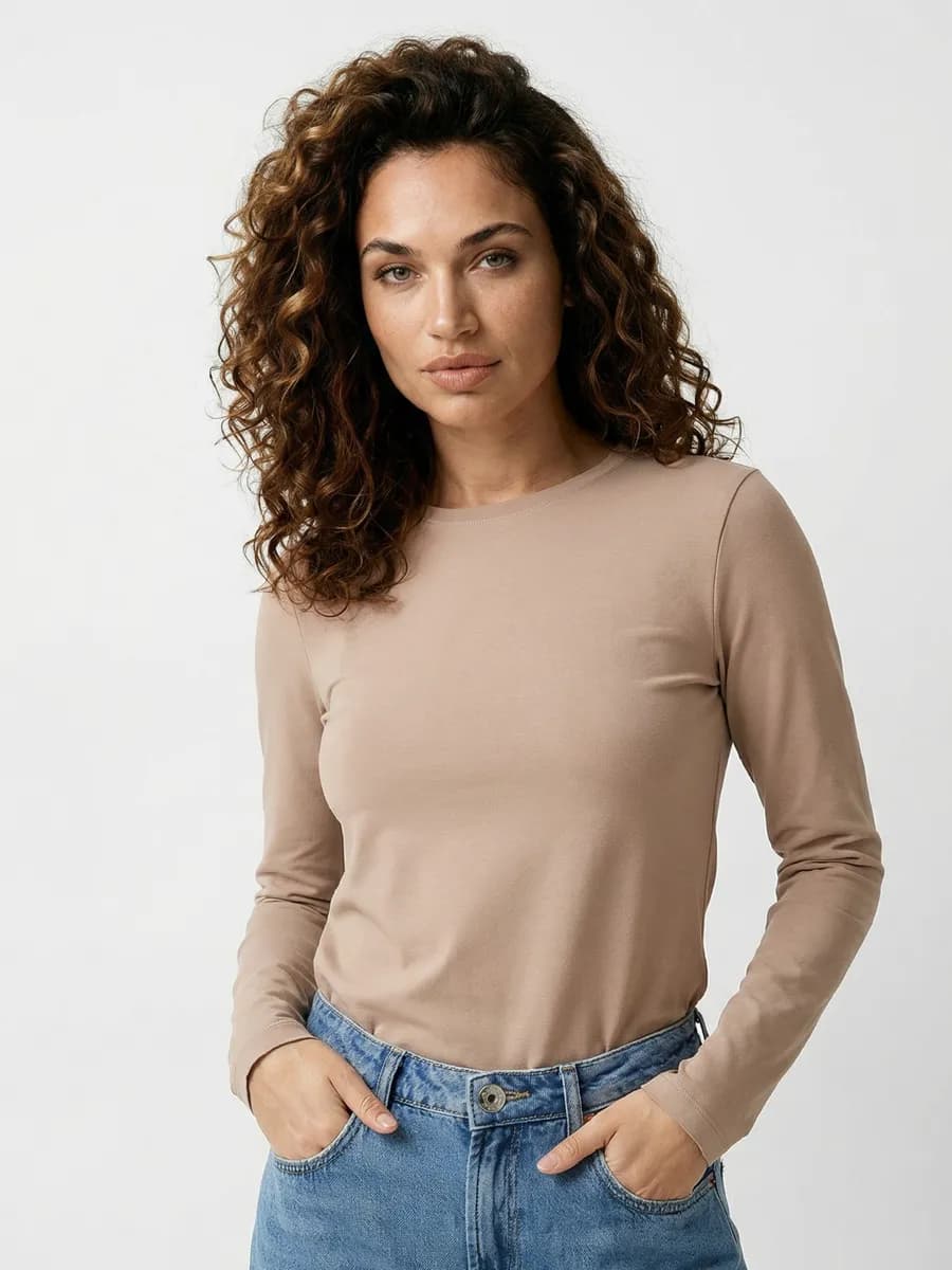 Лонгслив базовый футболка с длинным рукавом хлопок