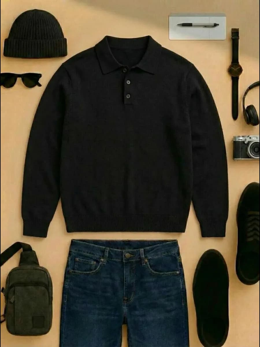 Джемпер поло с длинным рукавом