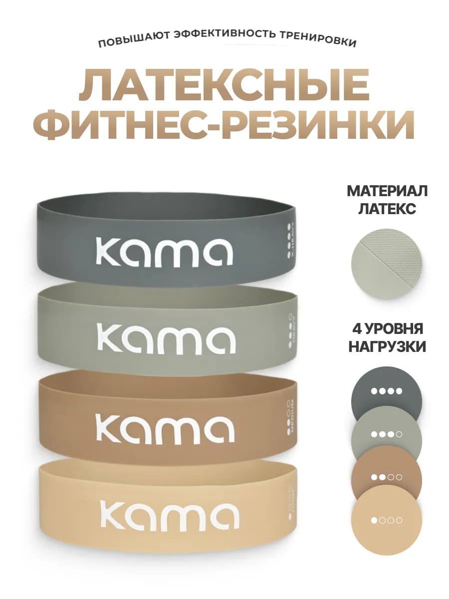 Фитнес резинки латексные, эспандеры, 4 шт