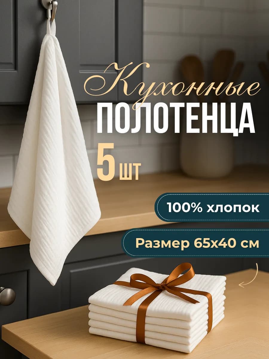 Кухонные полотенца, набор из 5 штук
