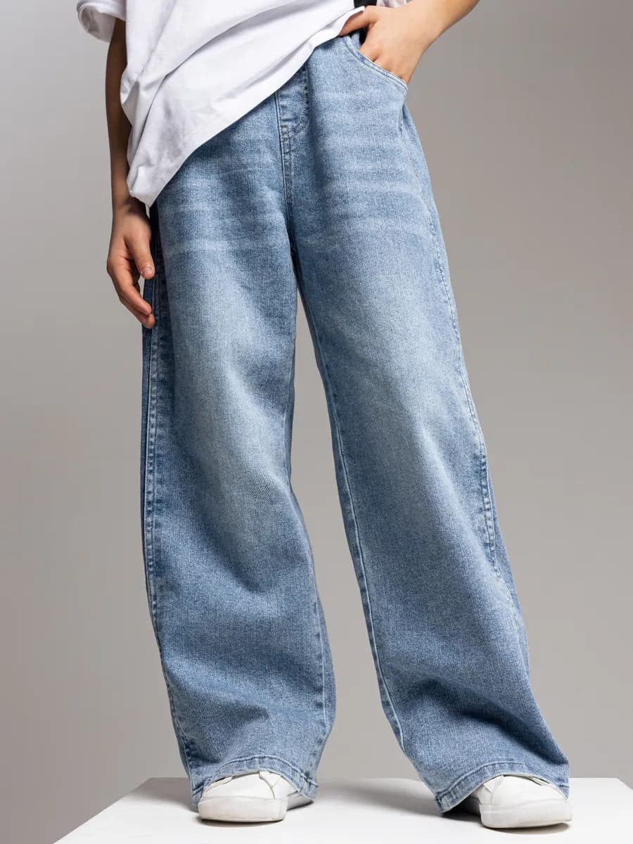 Джинсы широкие багги на резинке y2k