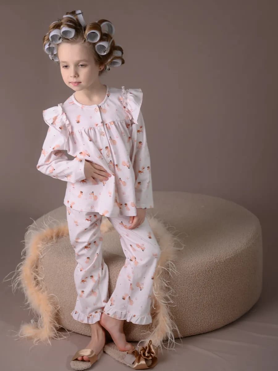 Пижама для девочки со штанами хлопок