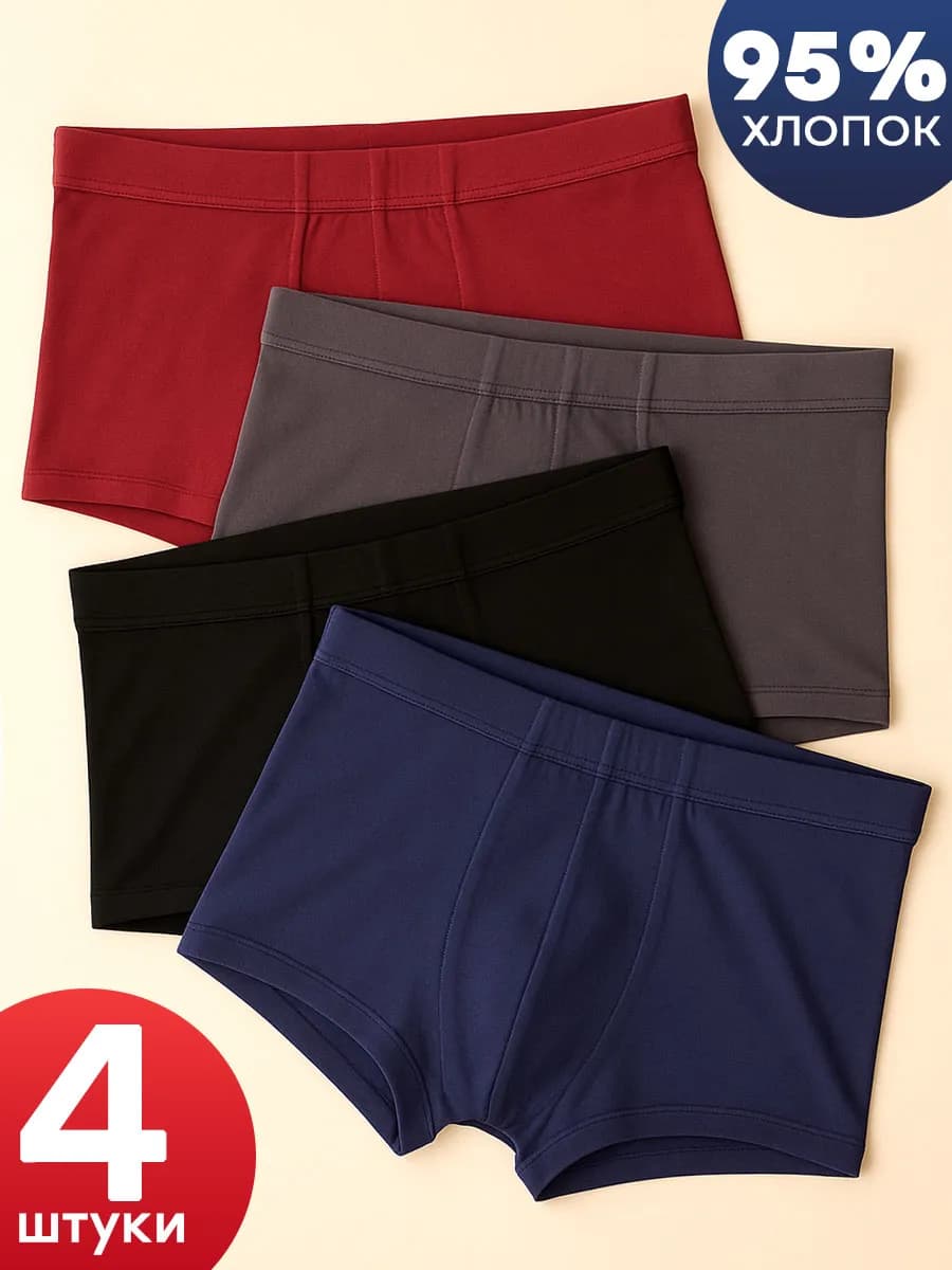Трусы боксеры набор хлопковые 4 штуки