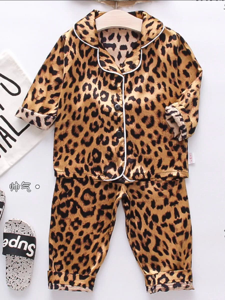 Пижама атласная леопард - фото 1