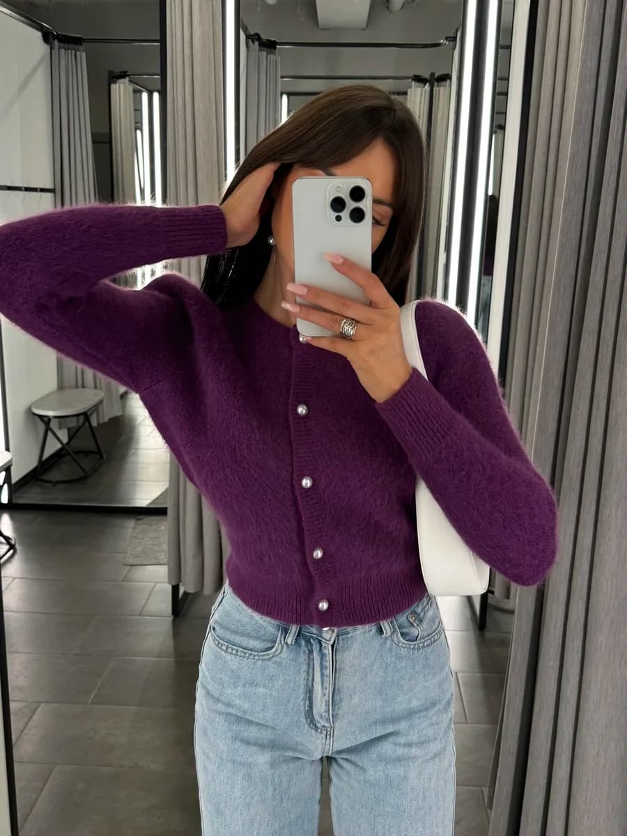 Кардиган пушистый из ангоры теплый