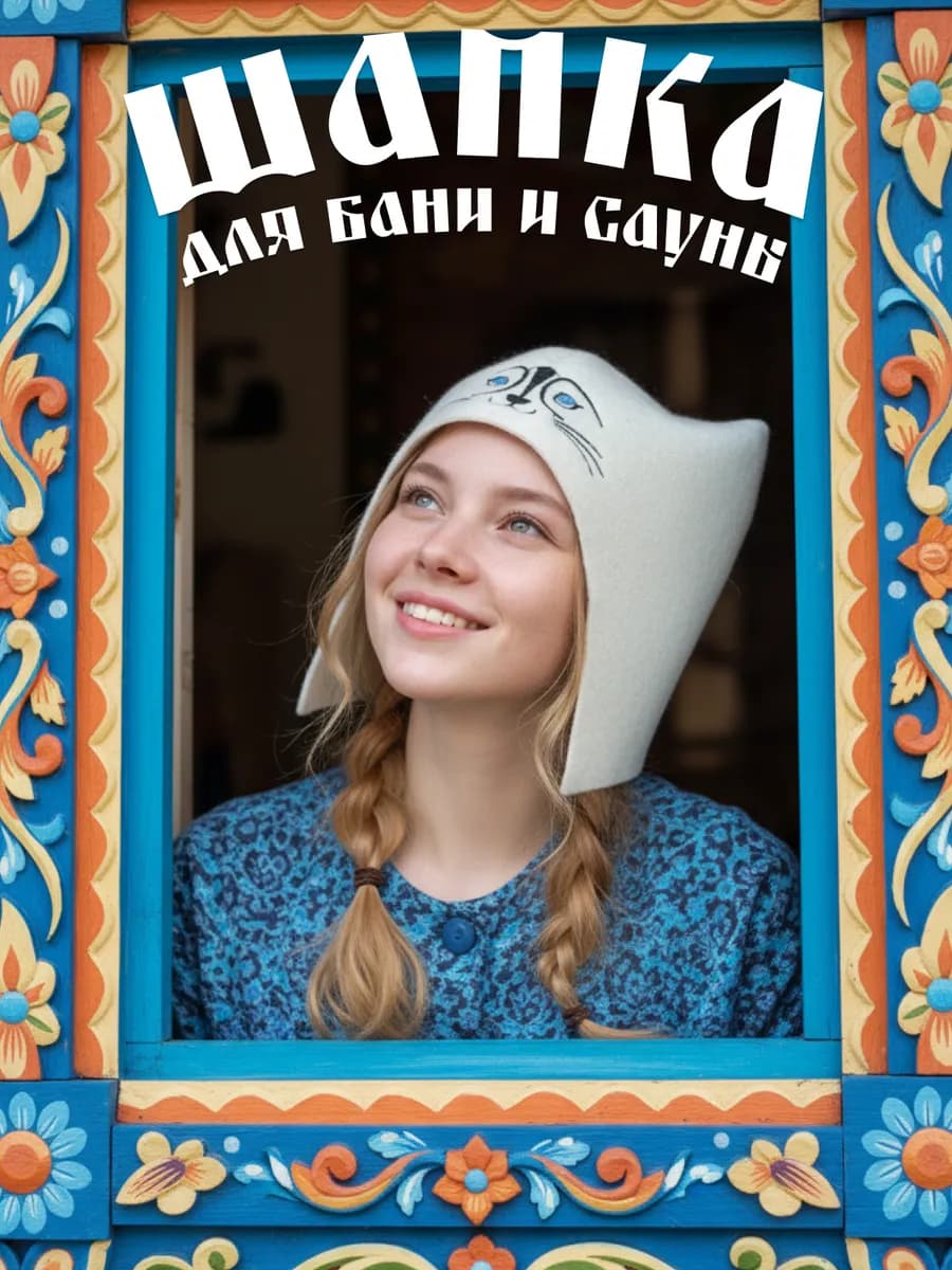 Шапка для бани и сауны женская из фетра Енот