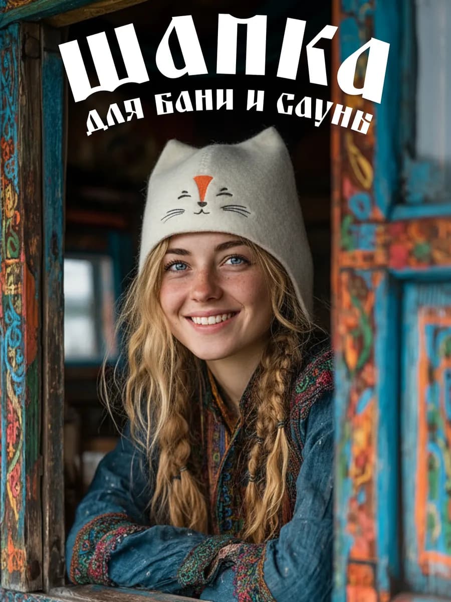 Шапка для бани и сауны женская из фетра Лисичка