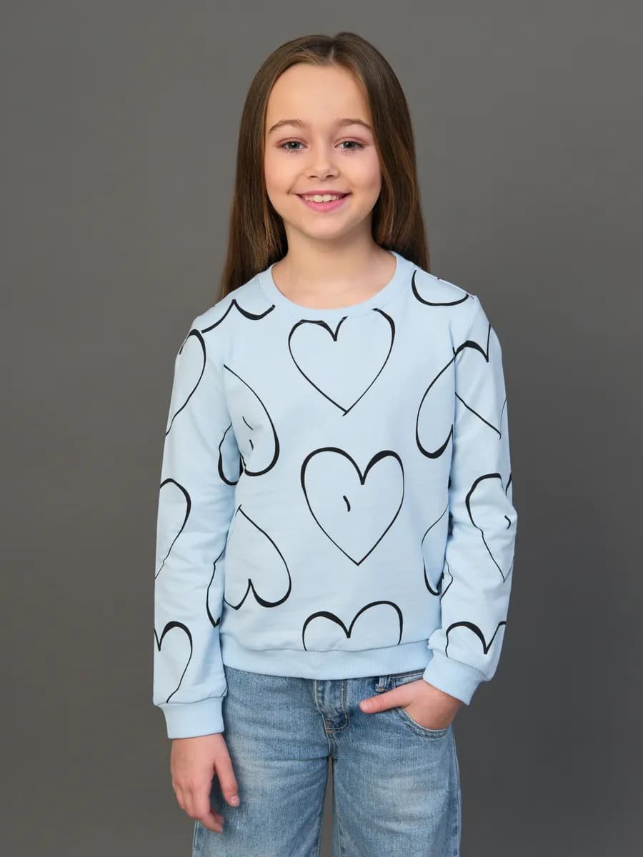 Толстовка свитшот без начеса с сердечками