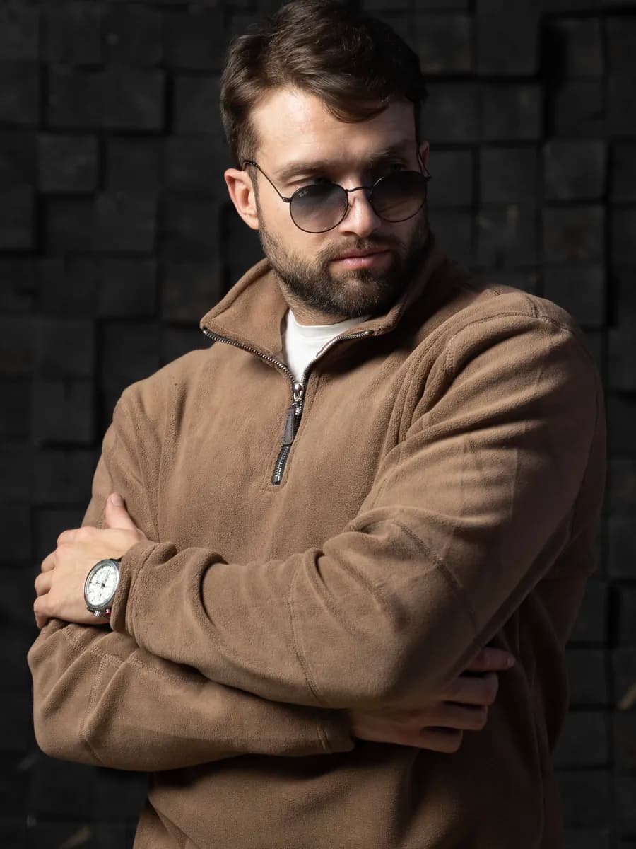 Флисовая кофта теплая с горлом на молнии