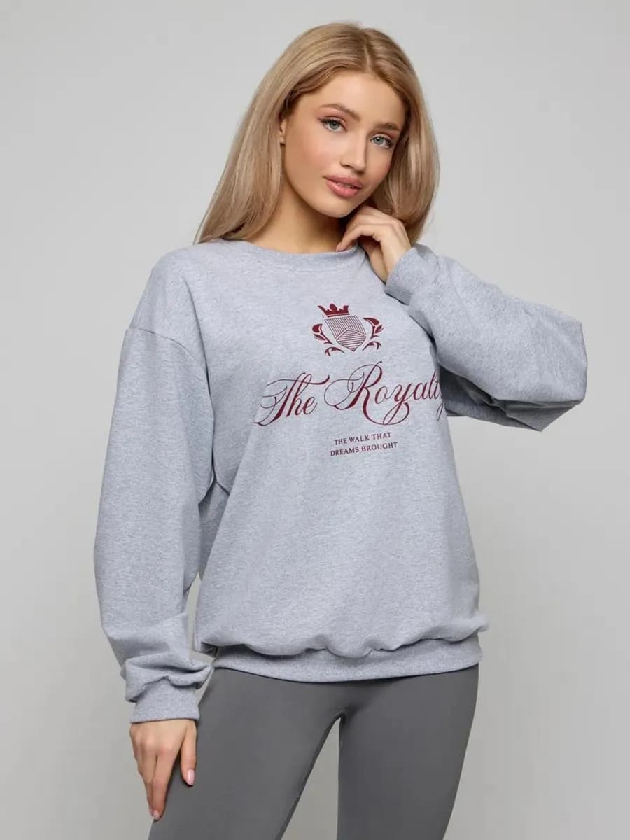 Свитшот оверсайз хлопковый трикотажный