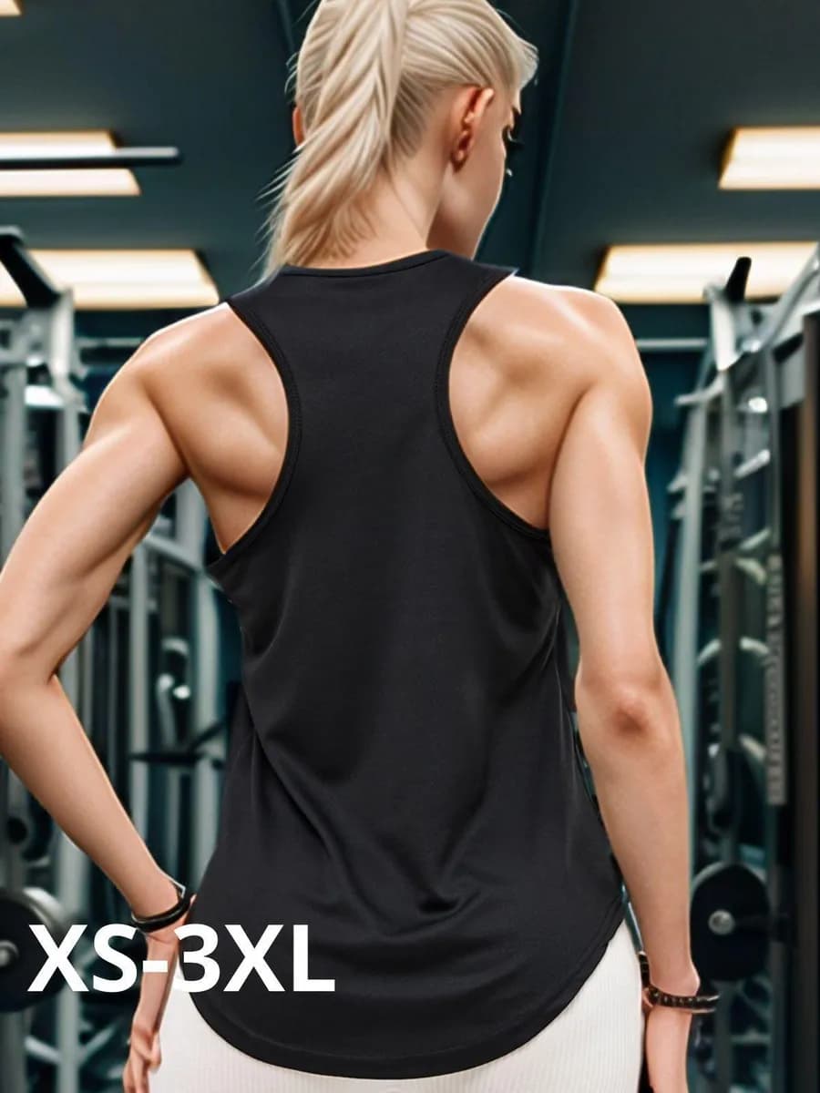 майка спортивная свободная для фитнеса без рукавов