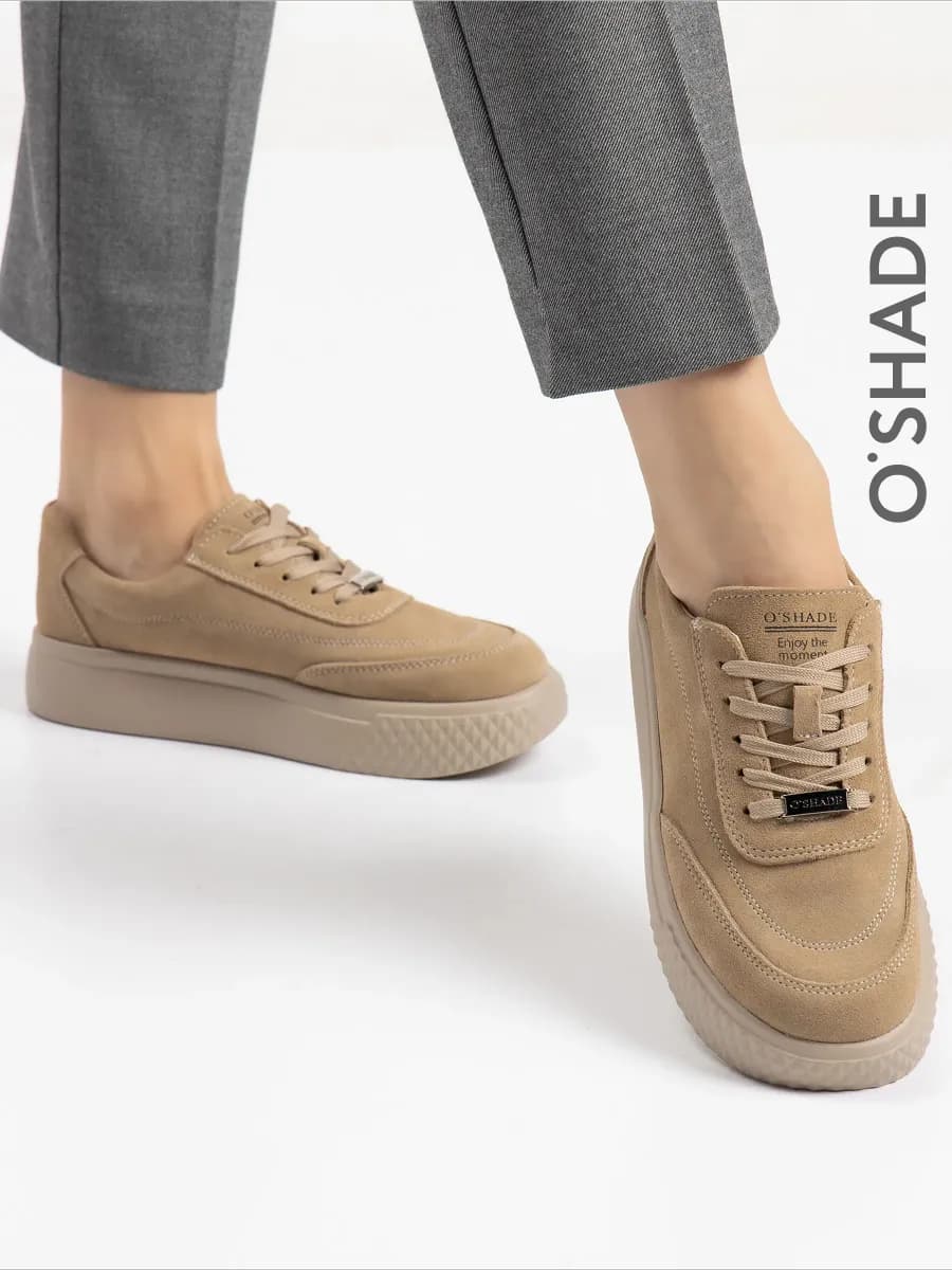 Кеды на платформе женские натуральная замша бежевые