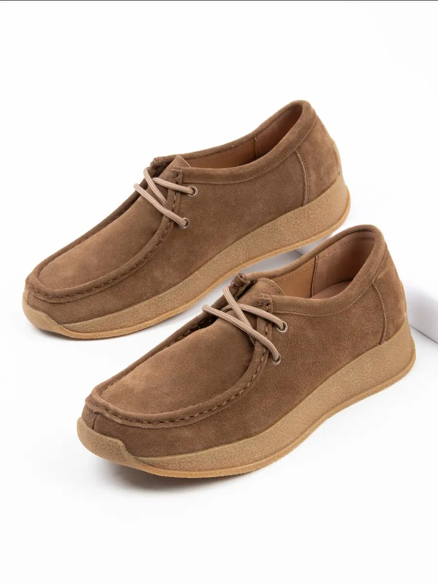 Полуботинки женские замшевые коричневые - фото 1