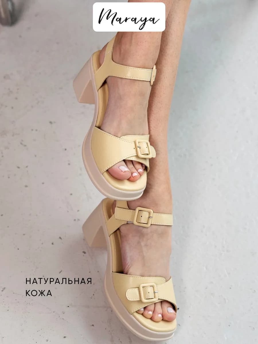 Летние босоножки на платформе кожаные туфли на каблуке