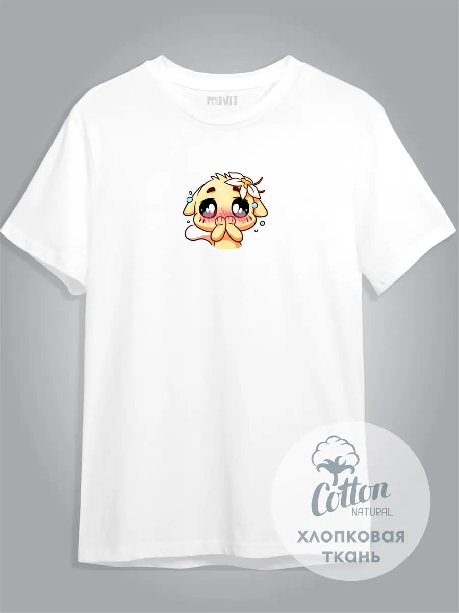 Белая футболка с мемом кота