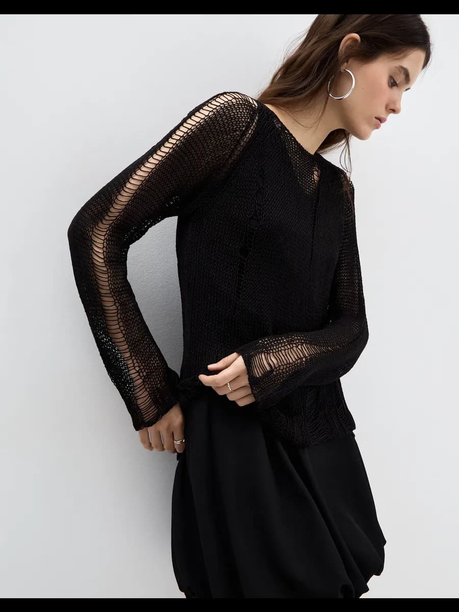 Чёрный джемпер-сетка