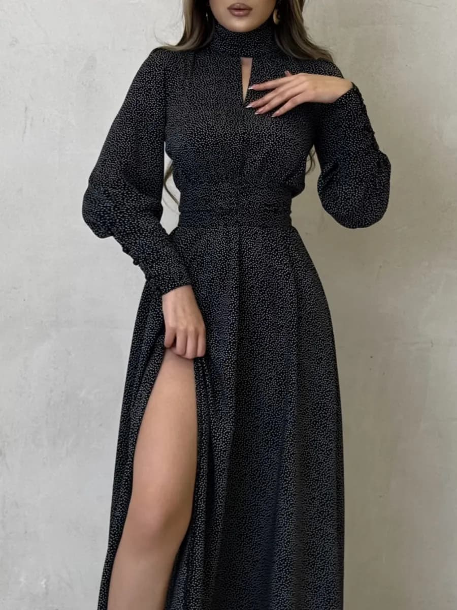 Платье вечернее праздничное с поясом и разрезом