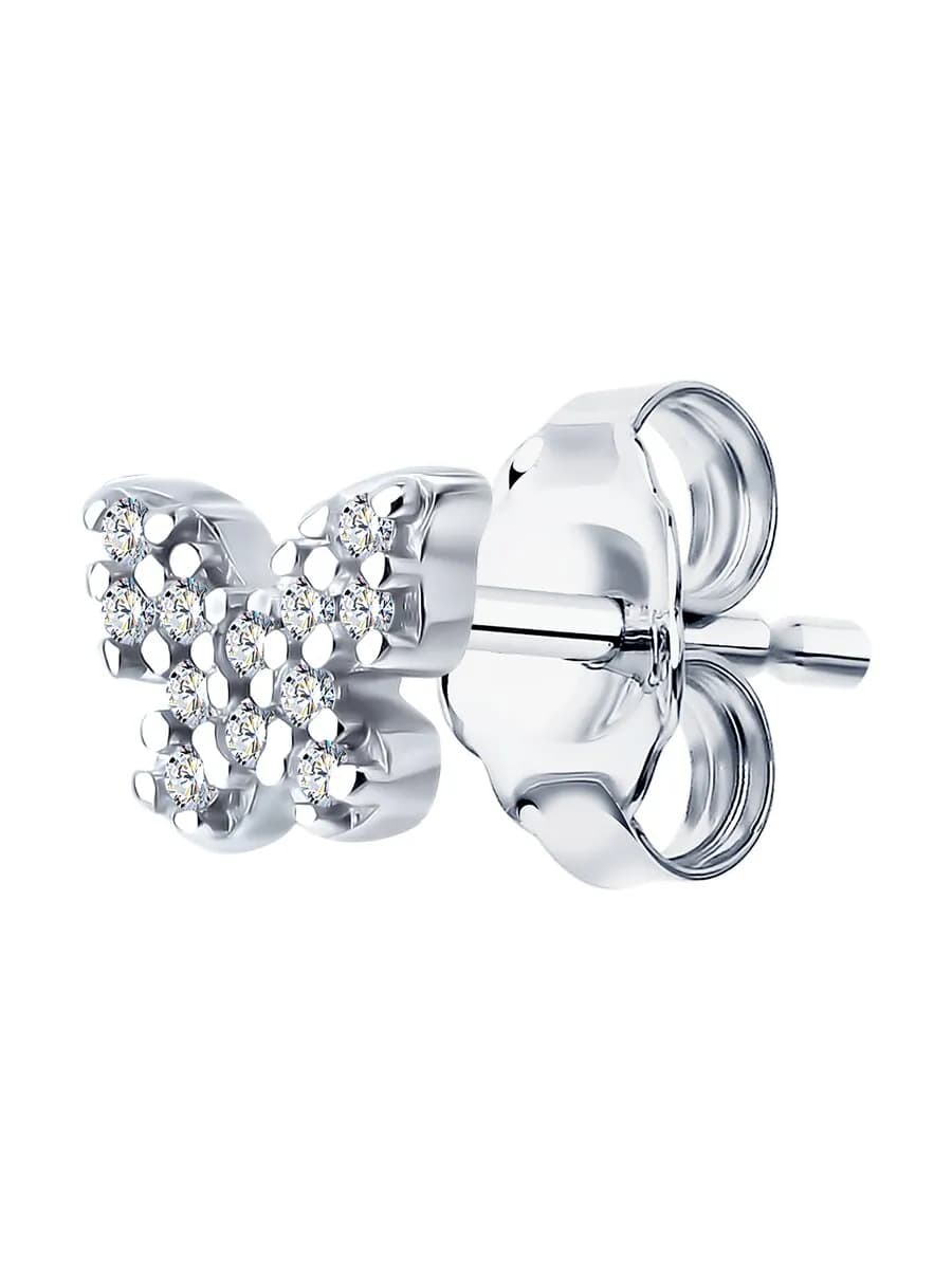 Серьга гвоздик серебряная 925 пробы одиночная