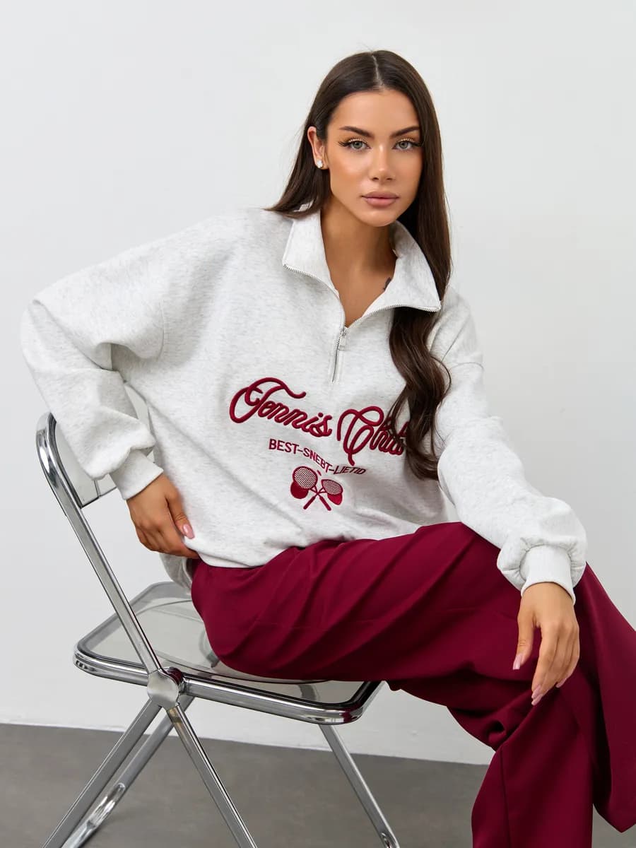 Свитшот оверсайз на молнии с замком поло