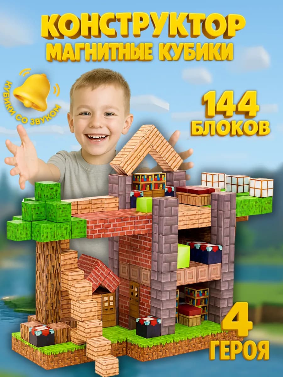 Магнитный конструктор майнкрафт 144 деталей