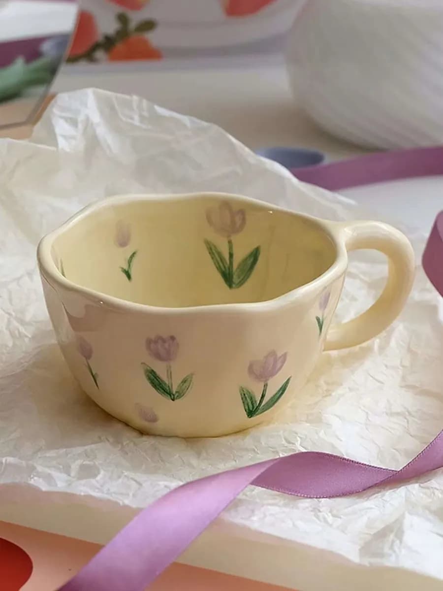 Кружка для чая и кофе милая эстетичная керамическая чашка