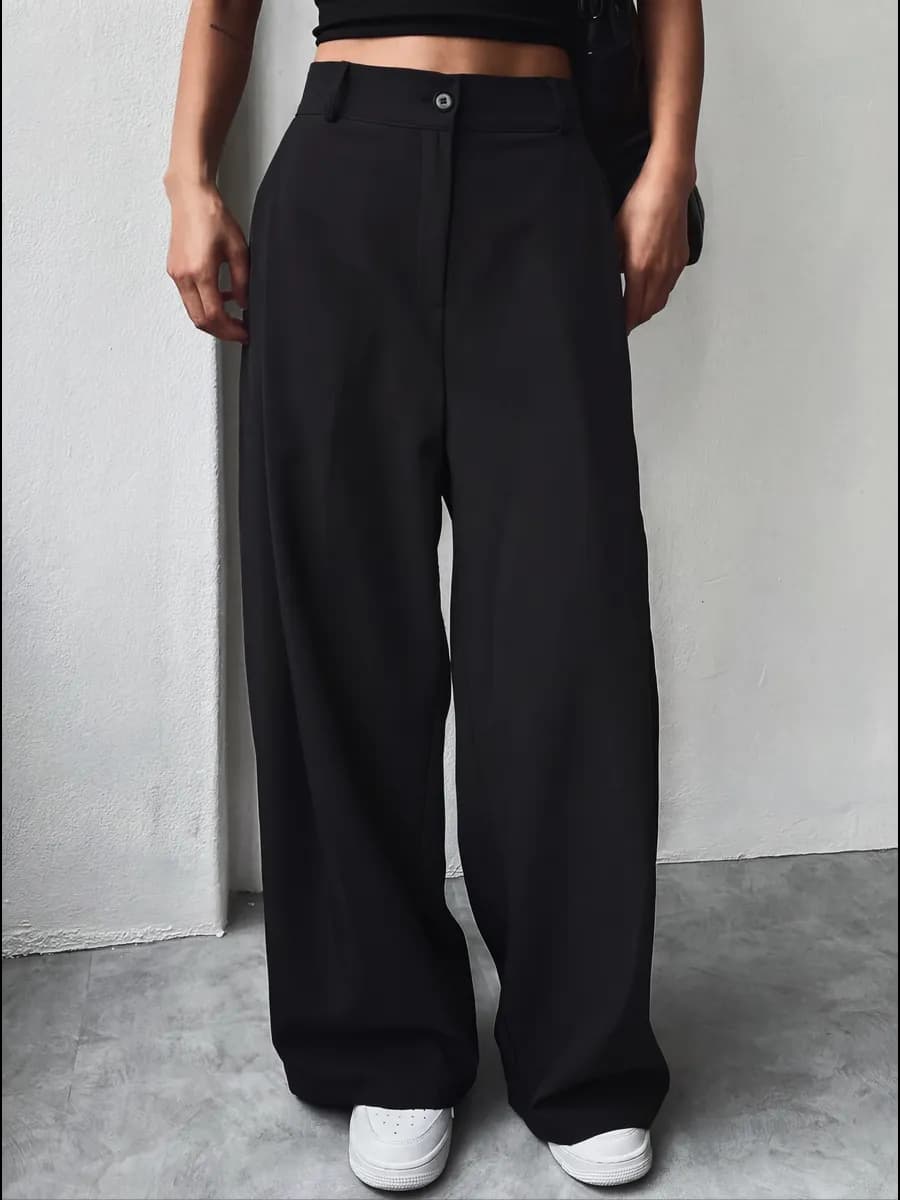 брюки офисные широкие палаццо - фото 1