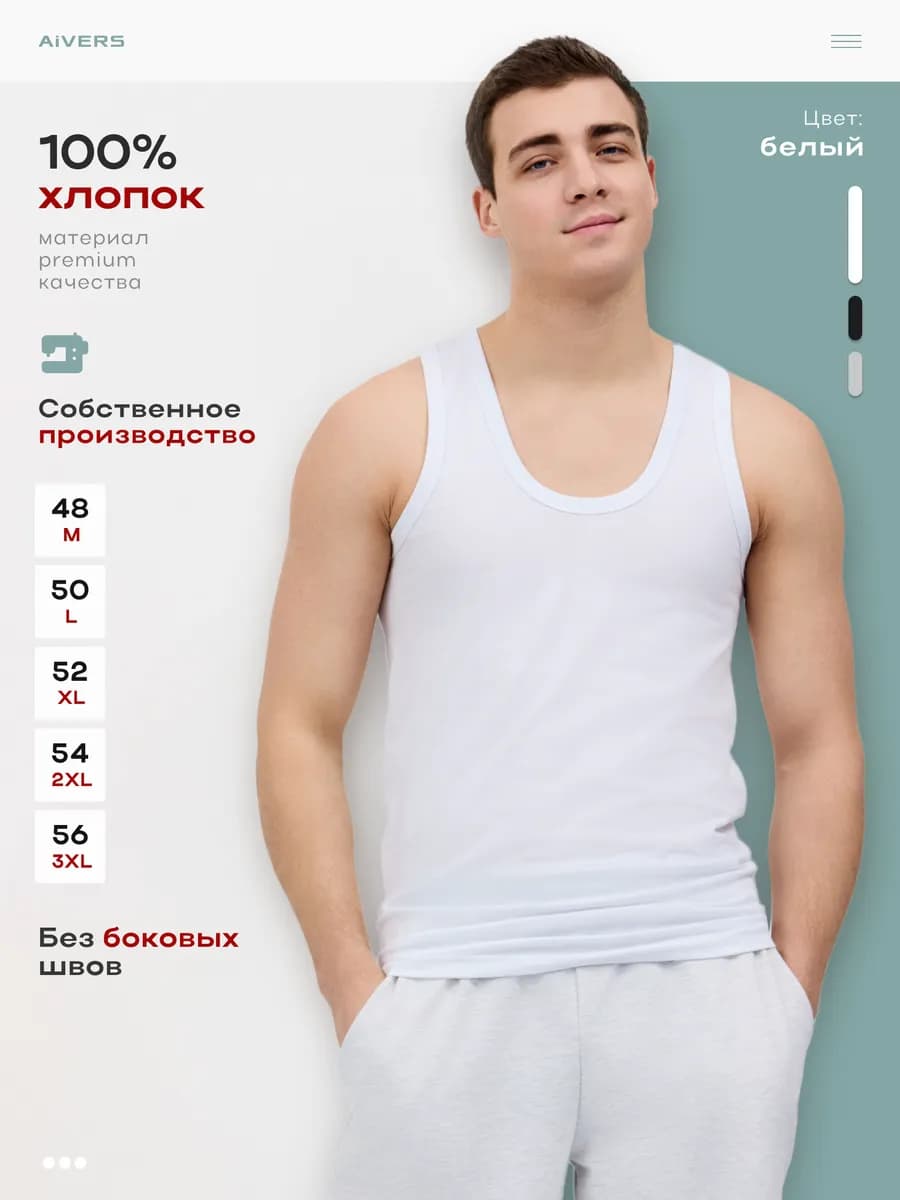 Майка классическая хлопок 100% - фото 1