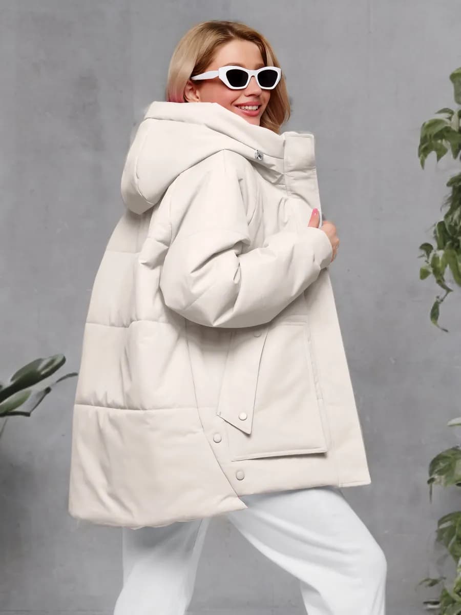 Куртка осенняя демисезонная с капюшоном короткая оверсайз