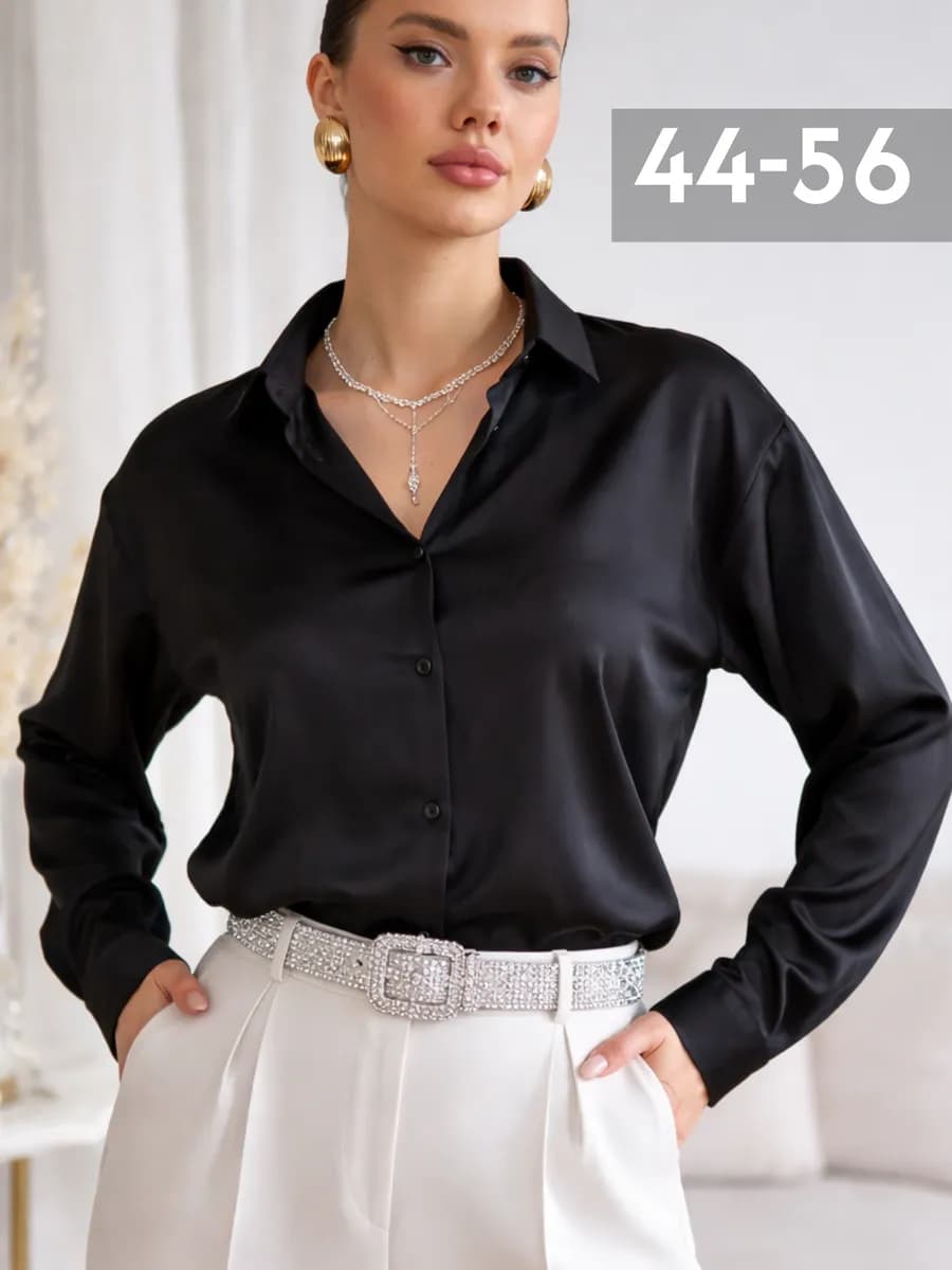 Блузка шелковая нарядная больших размеров - фото 1