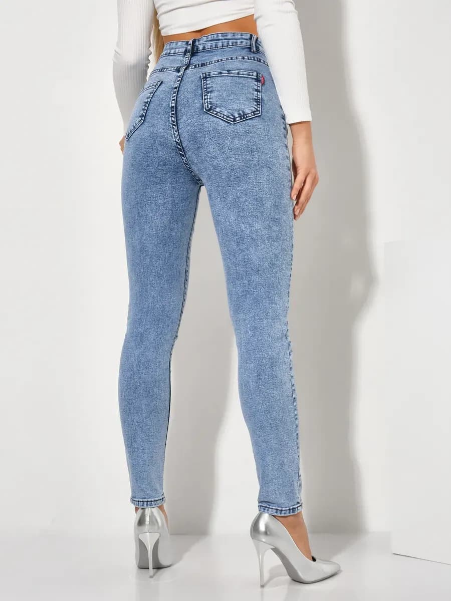 Джинсы женские скинни стрейч с высокой посадкой