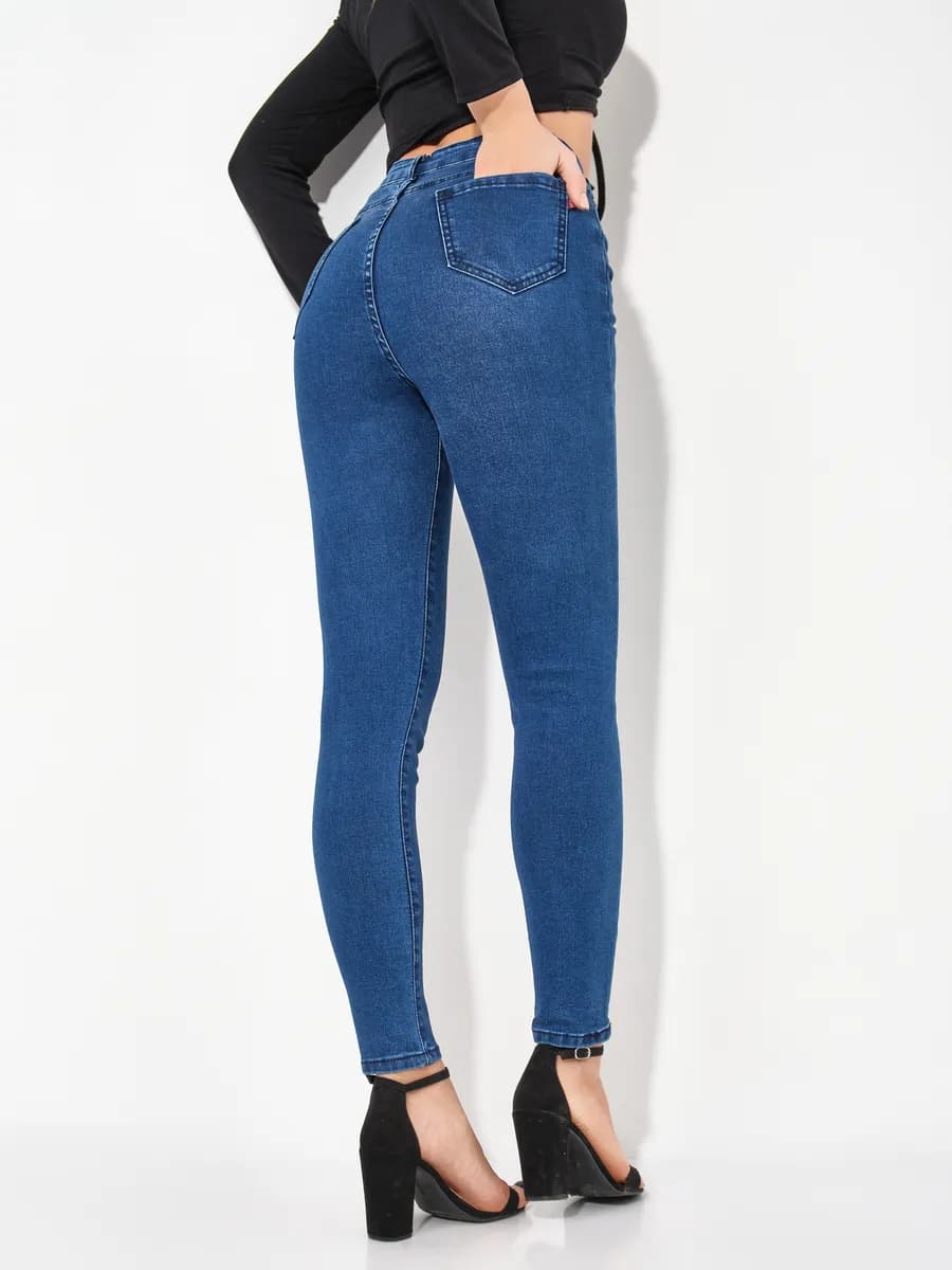 Джинсы скинни с высокой посадкой зауженные стрейч