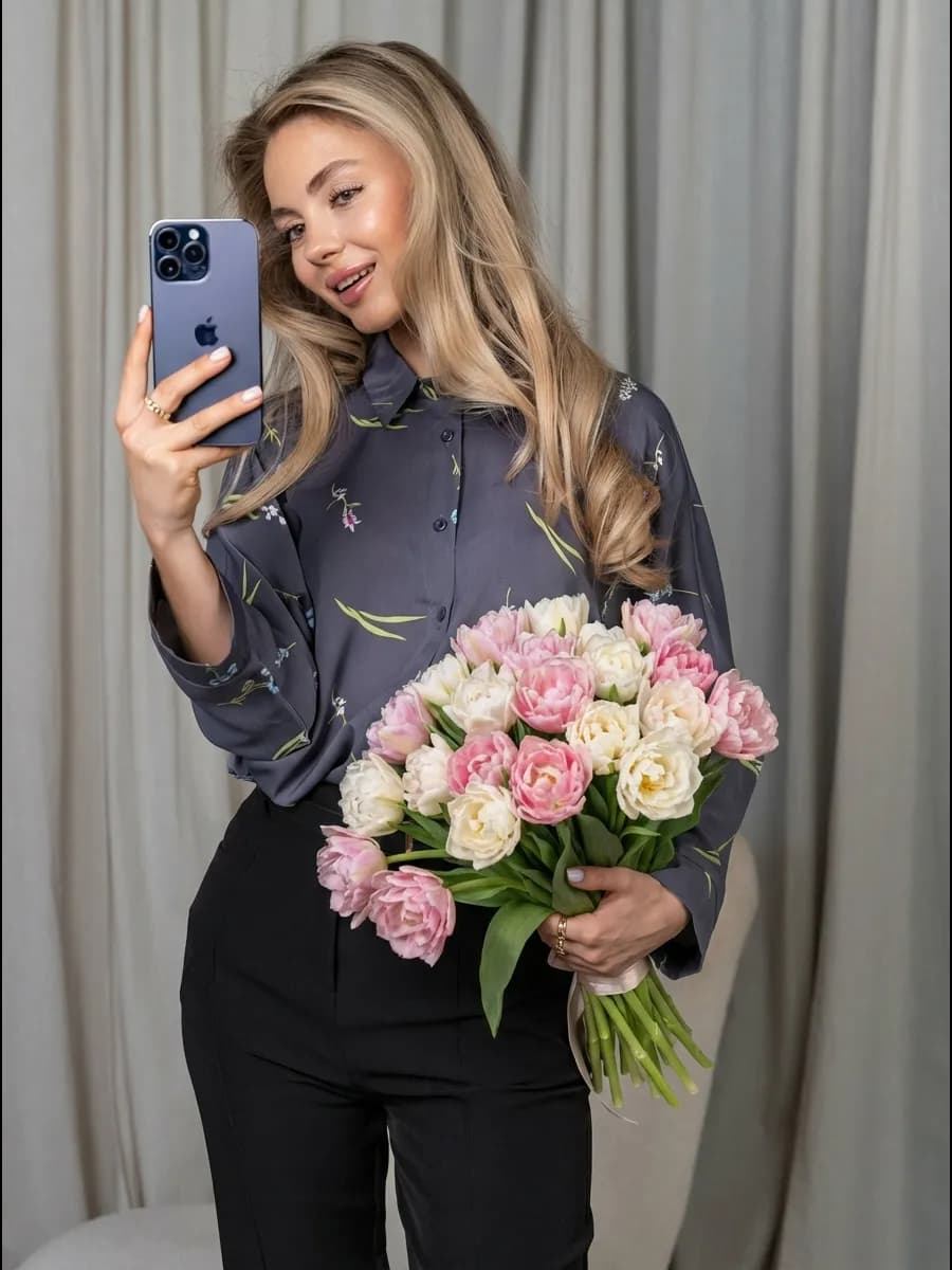 Блузка рубашка нарядная офисная - фото 1