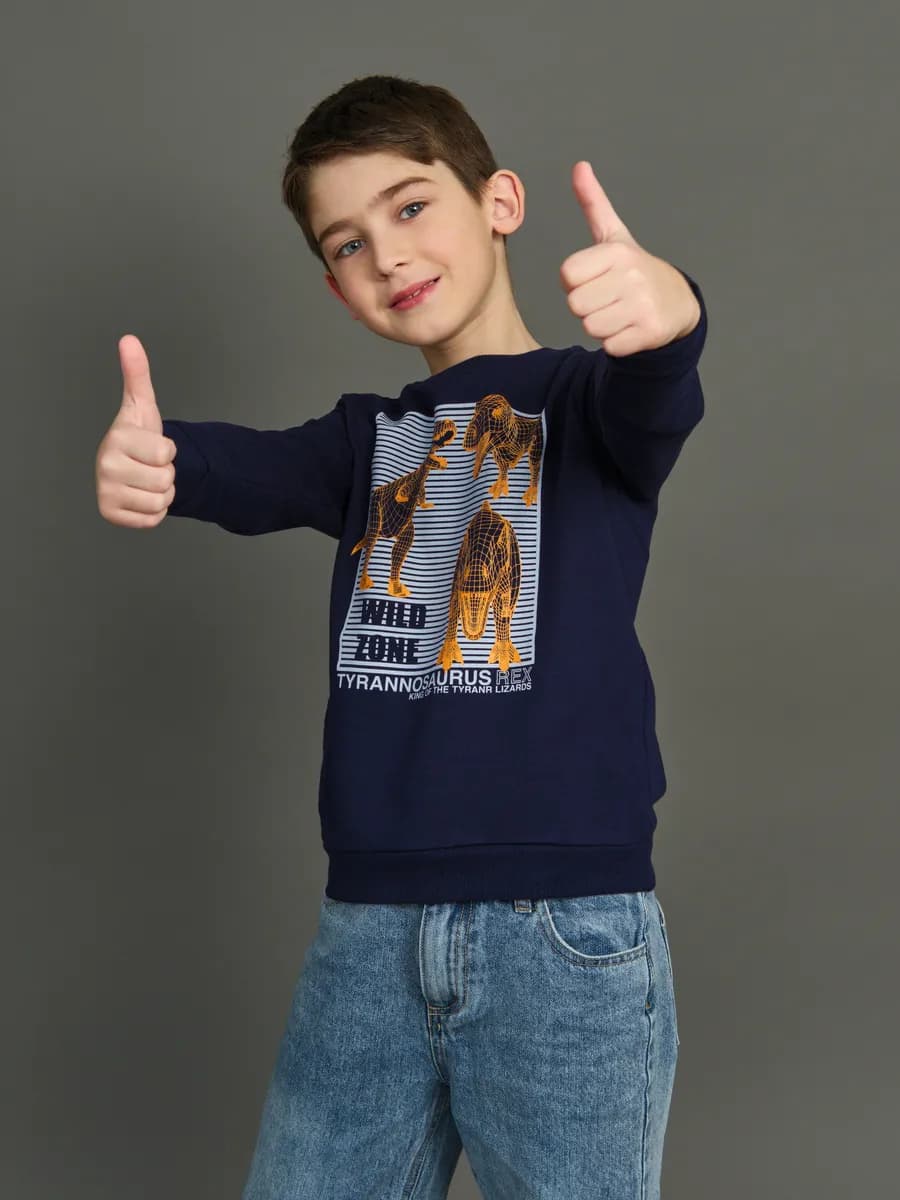 Толстовка свитшот без начеса с принтом