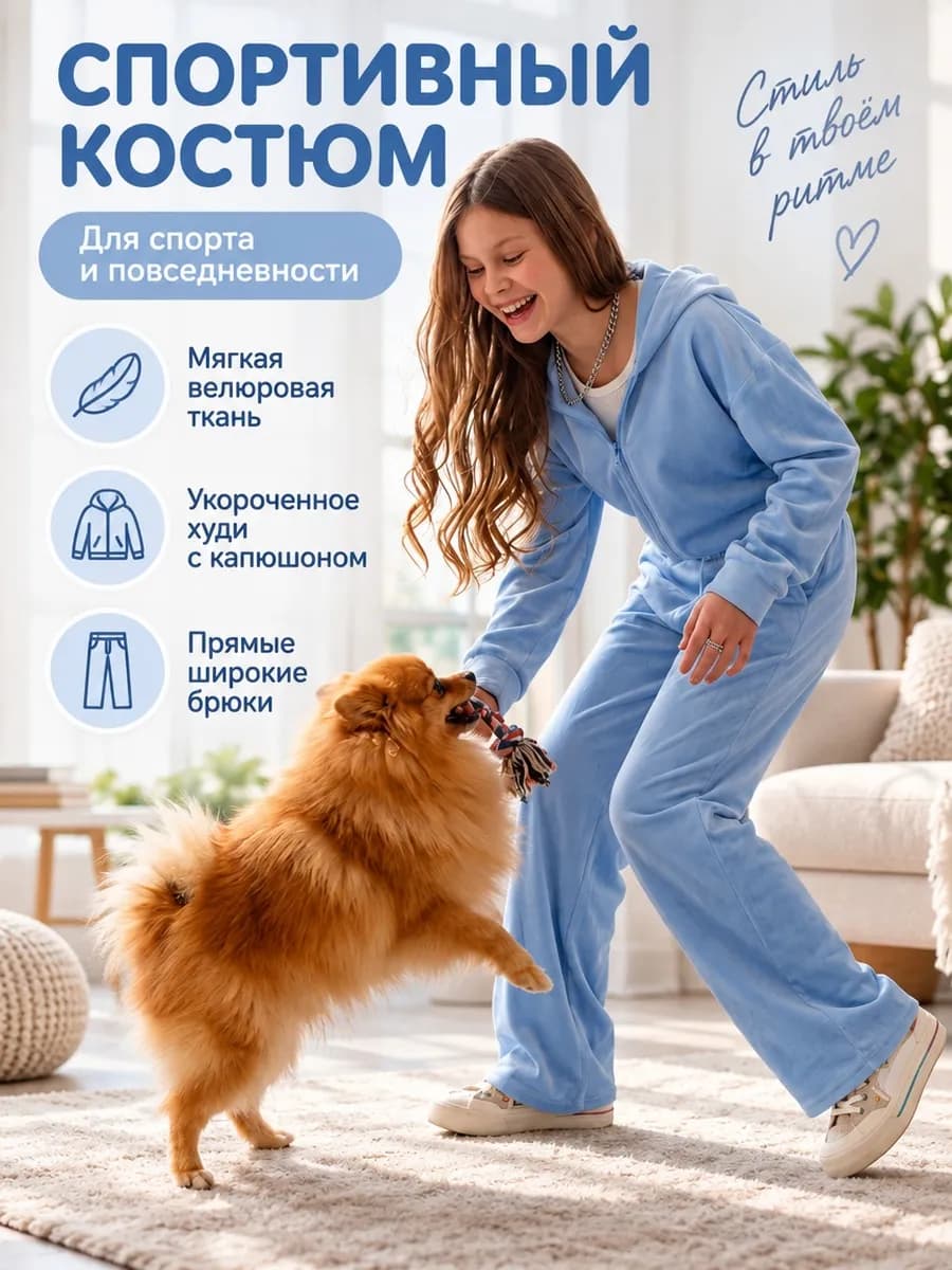 Спортивный костюм велюровый на физкультуру
