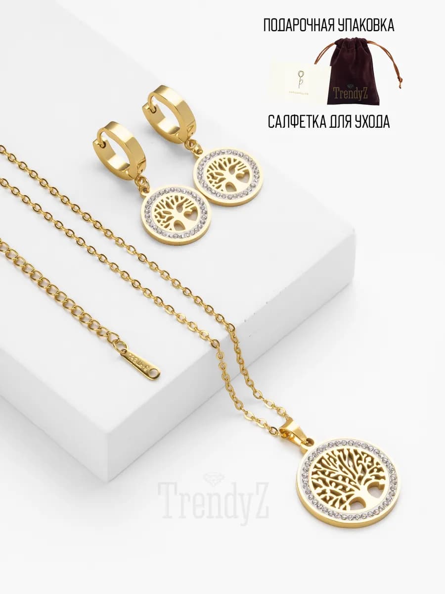 Серьги бижутерия и колье комплект