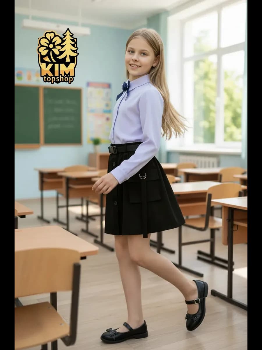 Юбка школьная с ремнем